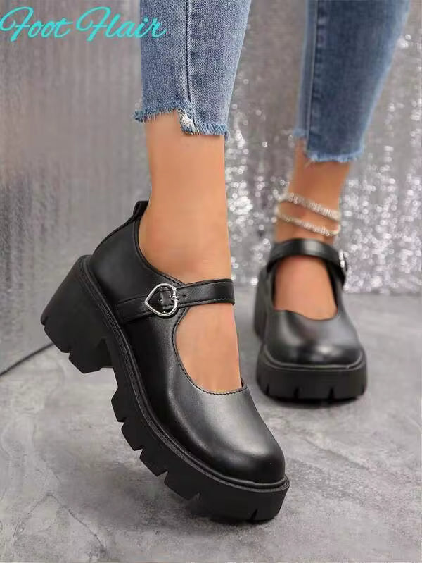 Women's Thick Sole Ankle Strap Classic Comfortable Mary Jane Shoes Size 35-43